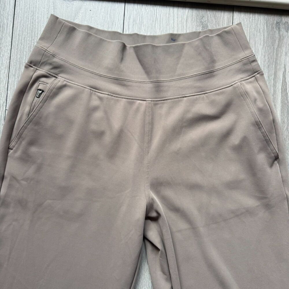 Athleta Pants Womens M Beige Venice Flare Leg Slit Hem High Rise Office Commute - Picture 3 of 14